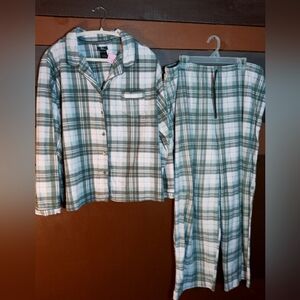 Aria XXL Pink & Grey Plaid Long Sleeve Button Down Top With Matching Pants